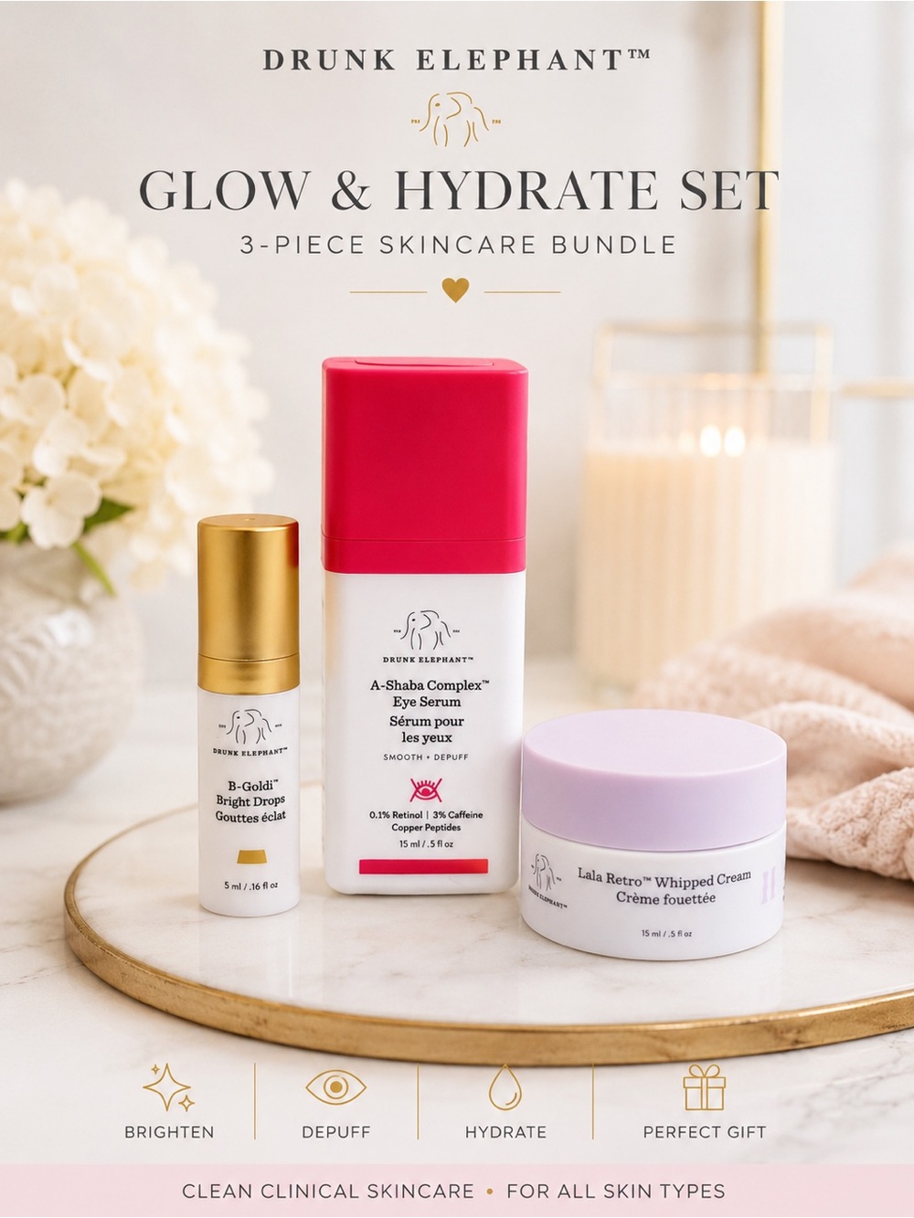 Drunk Elephant 3-Piece Skincare Set NIB